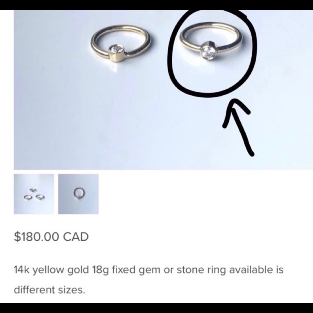 Maria Tash 14kt gold CZ Cartilage Hoop 18gage